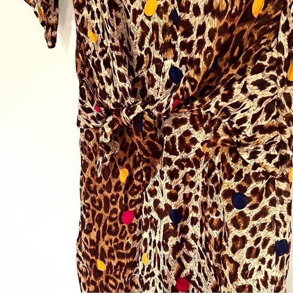 & Other Stories Leopard Print Wrap Dress V Neck Mini Dress Cinch Waist 8 - Picture 2 of 11